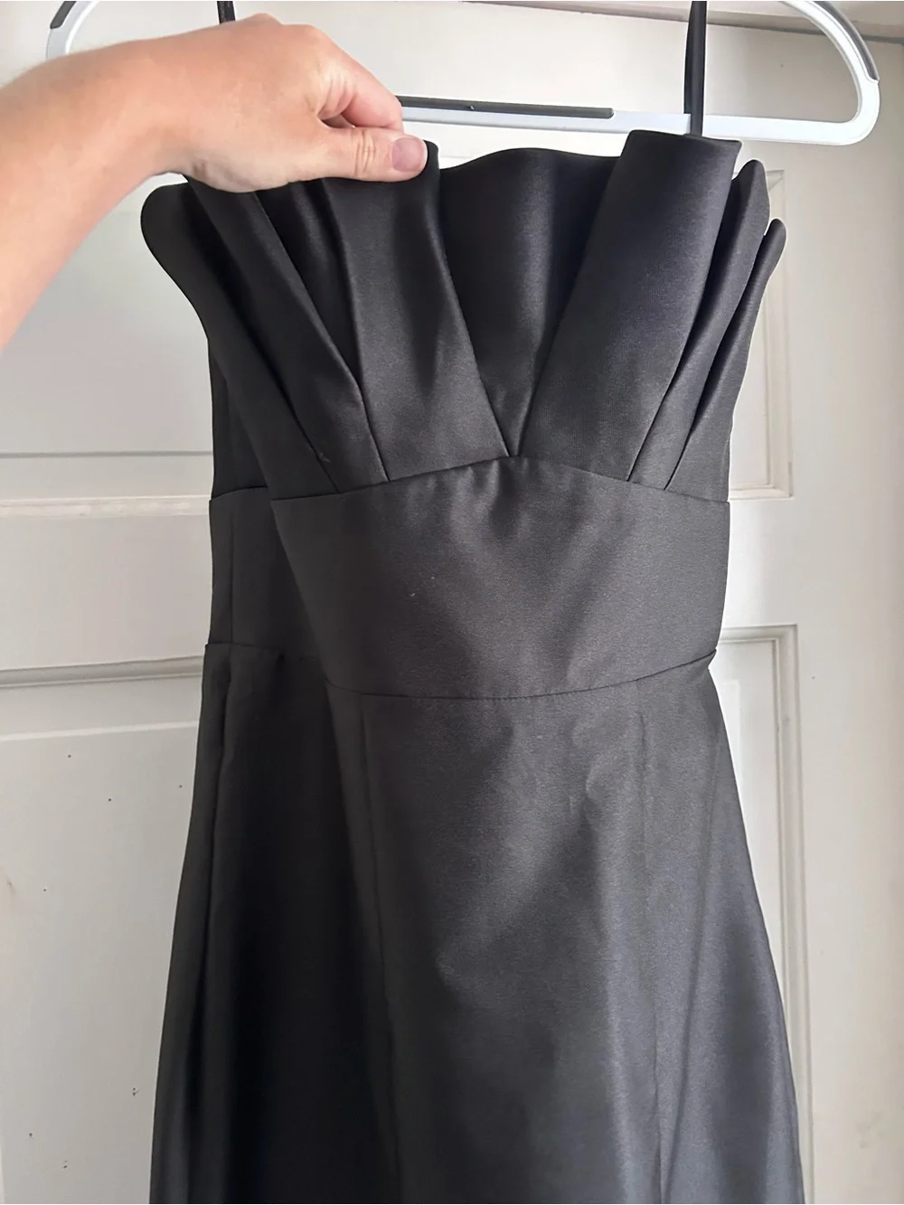 ALFRED SUNG Black Strapless Maxi Gown with Pleated Bodice - Picture 2 of 5